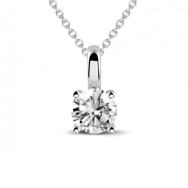 1.00 quilates colgante solitario en platino con diamante redondo y 4 grapas 