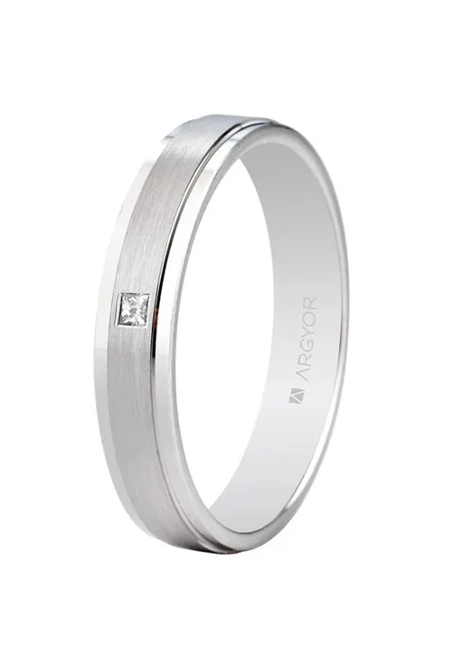 Alianza de boda en oro blanco con diamante 554B1397
