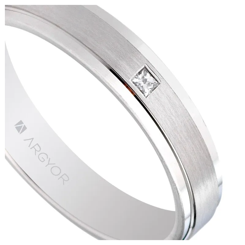 Alianza de boda en oro blanco con diamante 554B1397