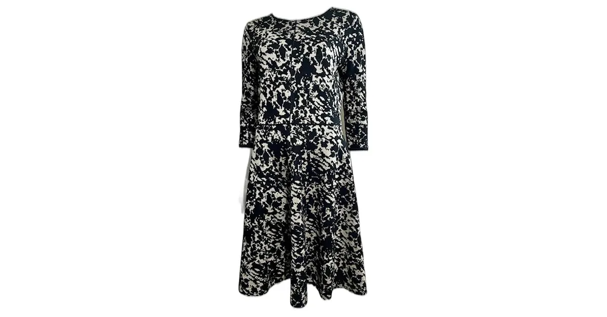 Autre Marque Vestido de mezcla de lana de Rene Lezard Negro Crema 