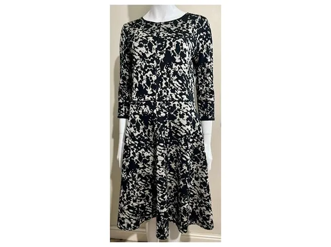 Autre Marque Vestido de mezcla de lana de Rene Lezard Negro Crema 