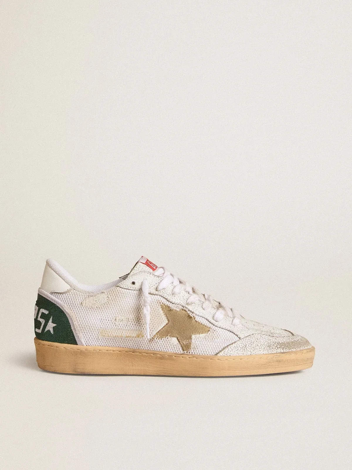 Ball Star LTD de piel craquelada y malla blancas con estrella de ante