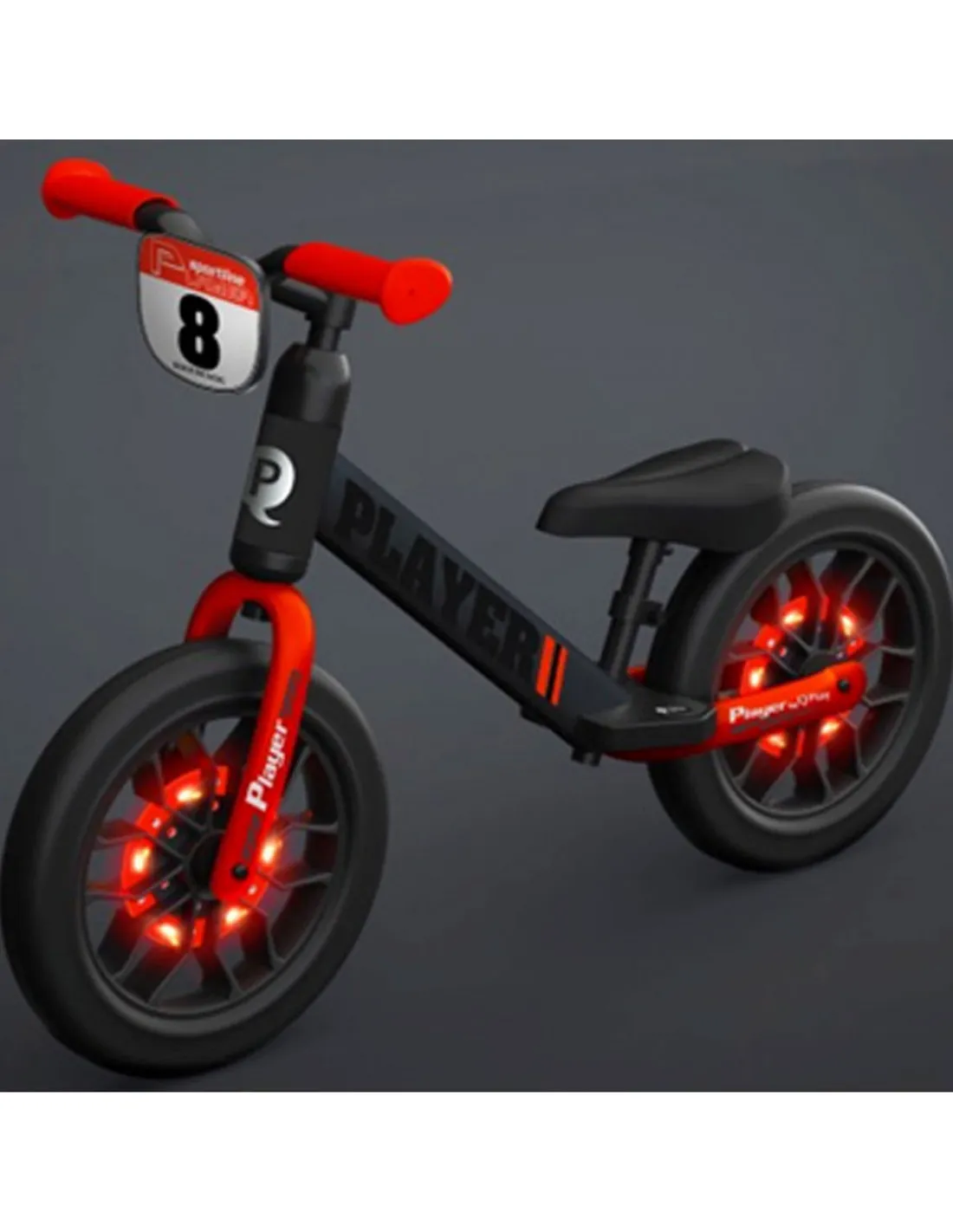 Bicicleta sin pedales Balance Bike Player negra con Luces en Ruedas de Devessport