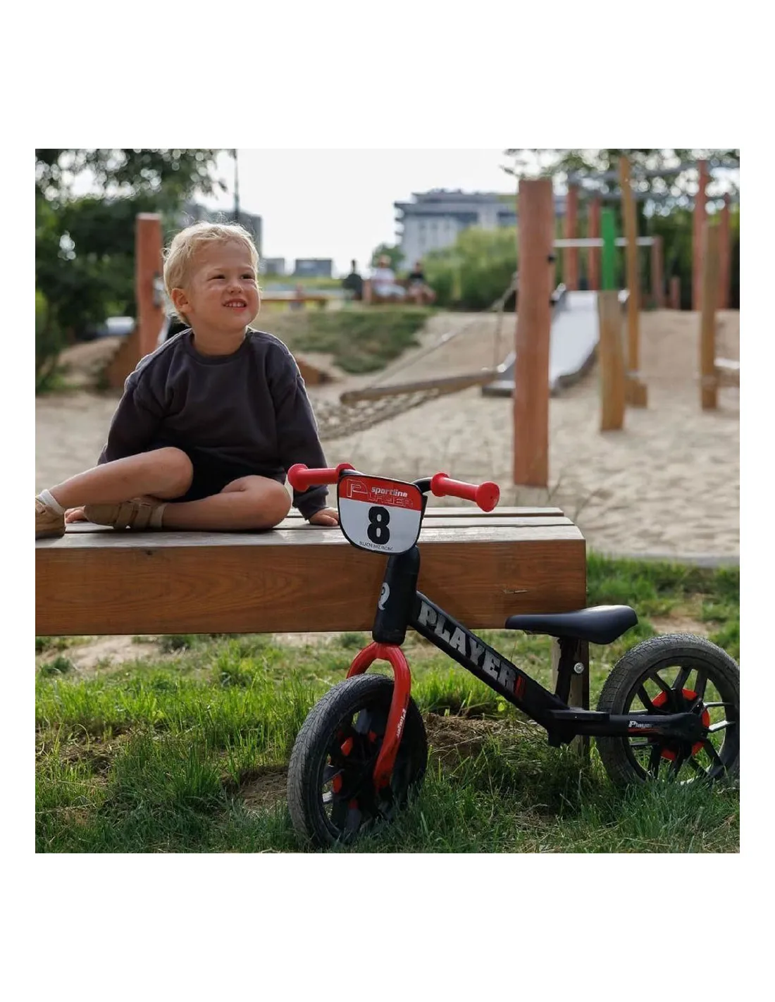 Bicicleta sin pedales Balance Bike Player negra con Luces en Ruedas de Devessport