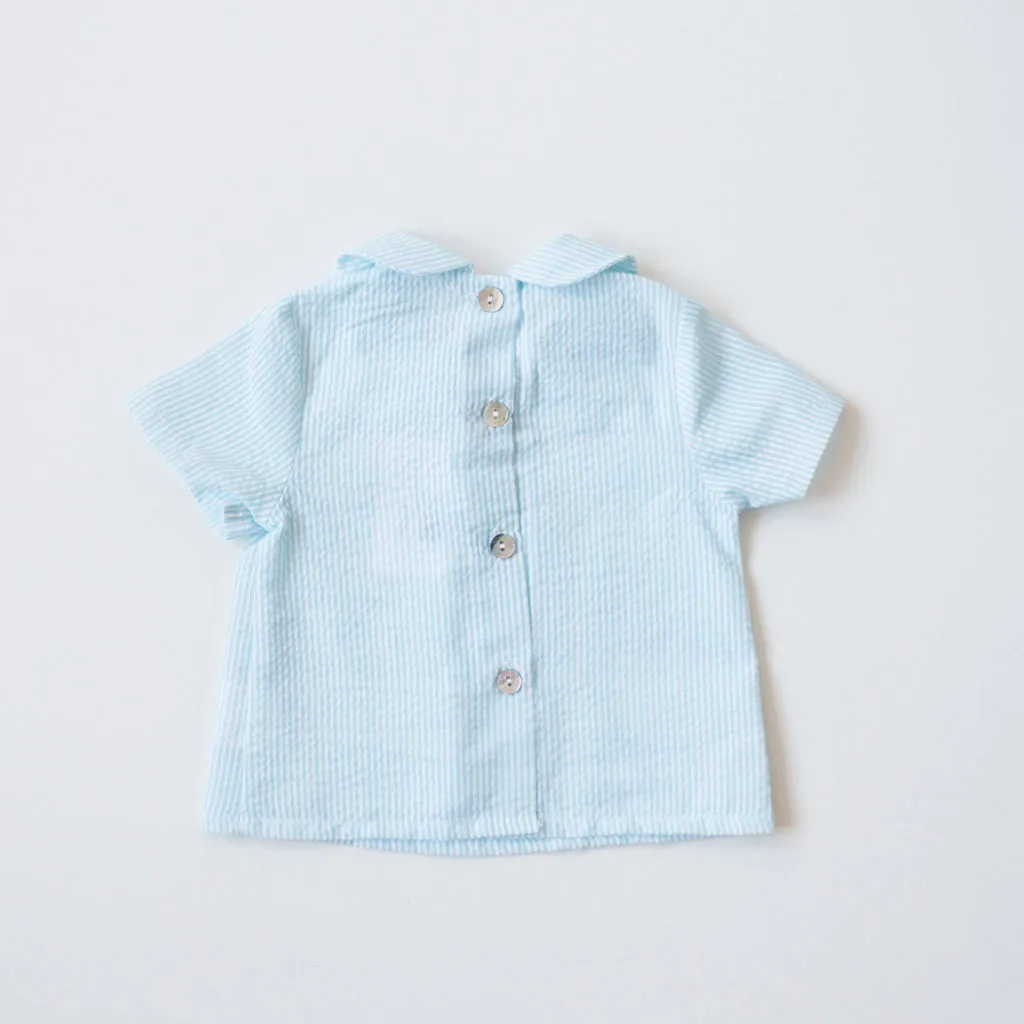 Blusa bebé rayas verde agua