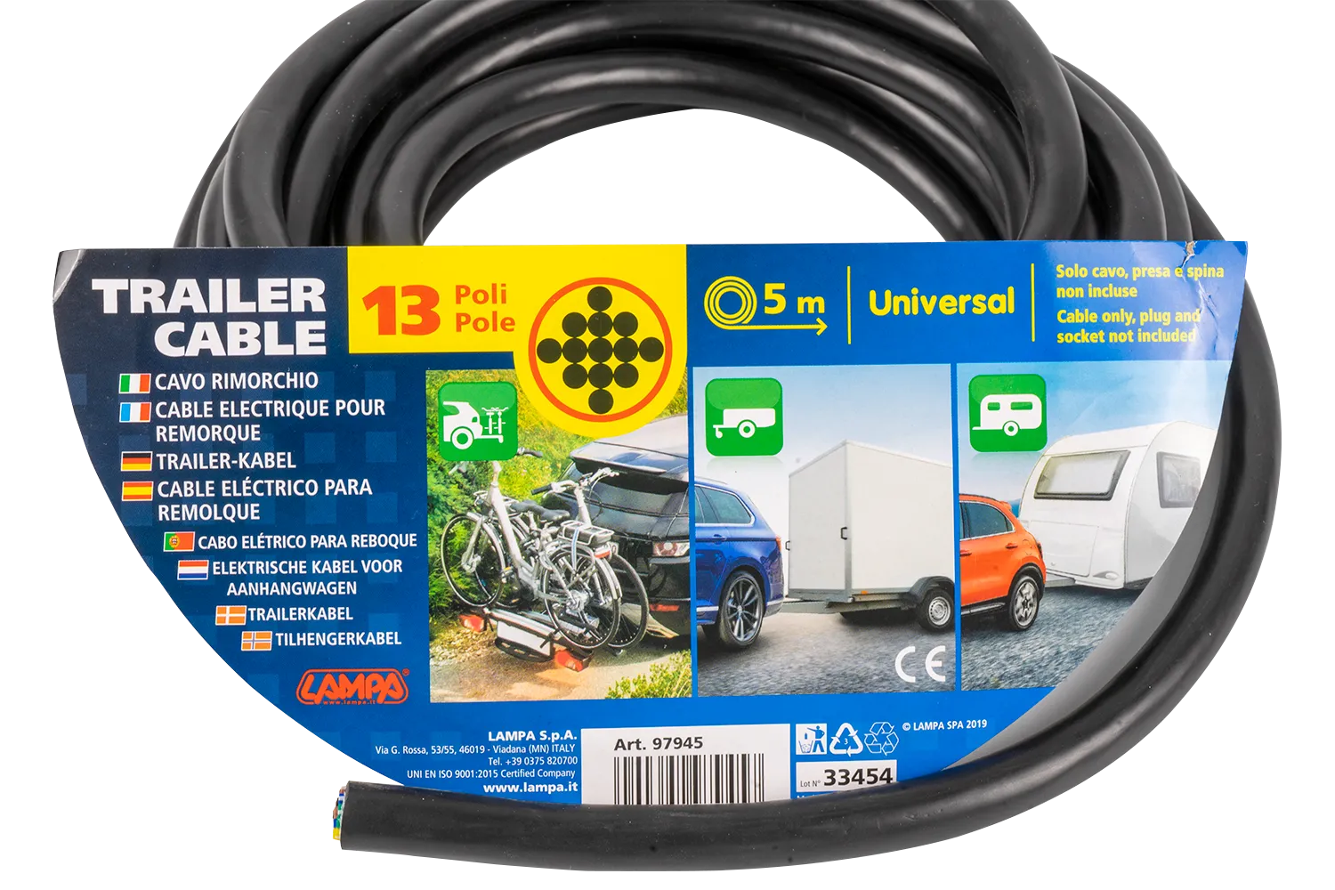 Cable de 13 hilos para remolques con una longitud de 5 m