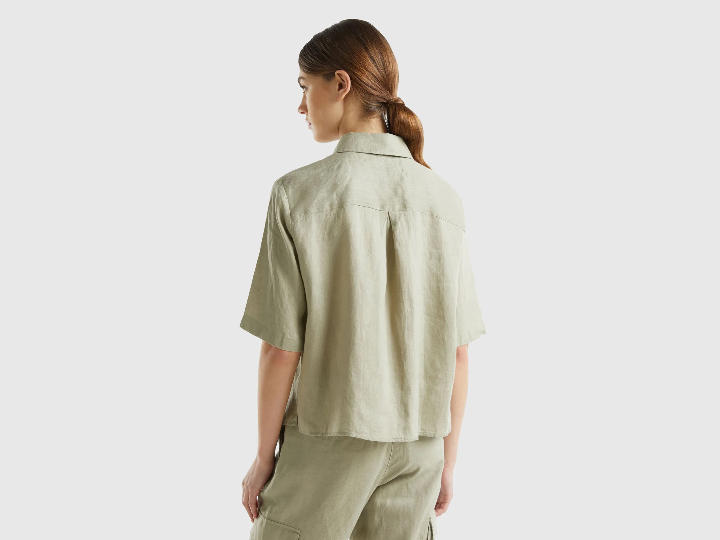 Camisa corta de puro lino