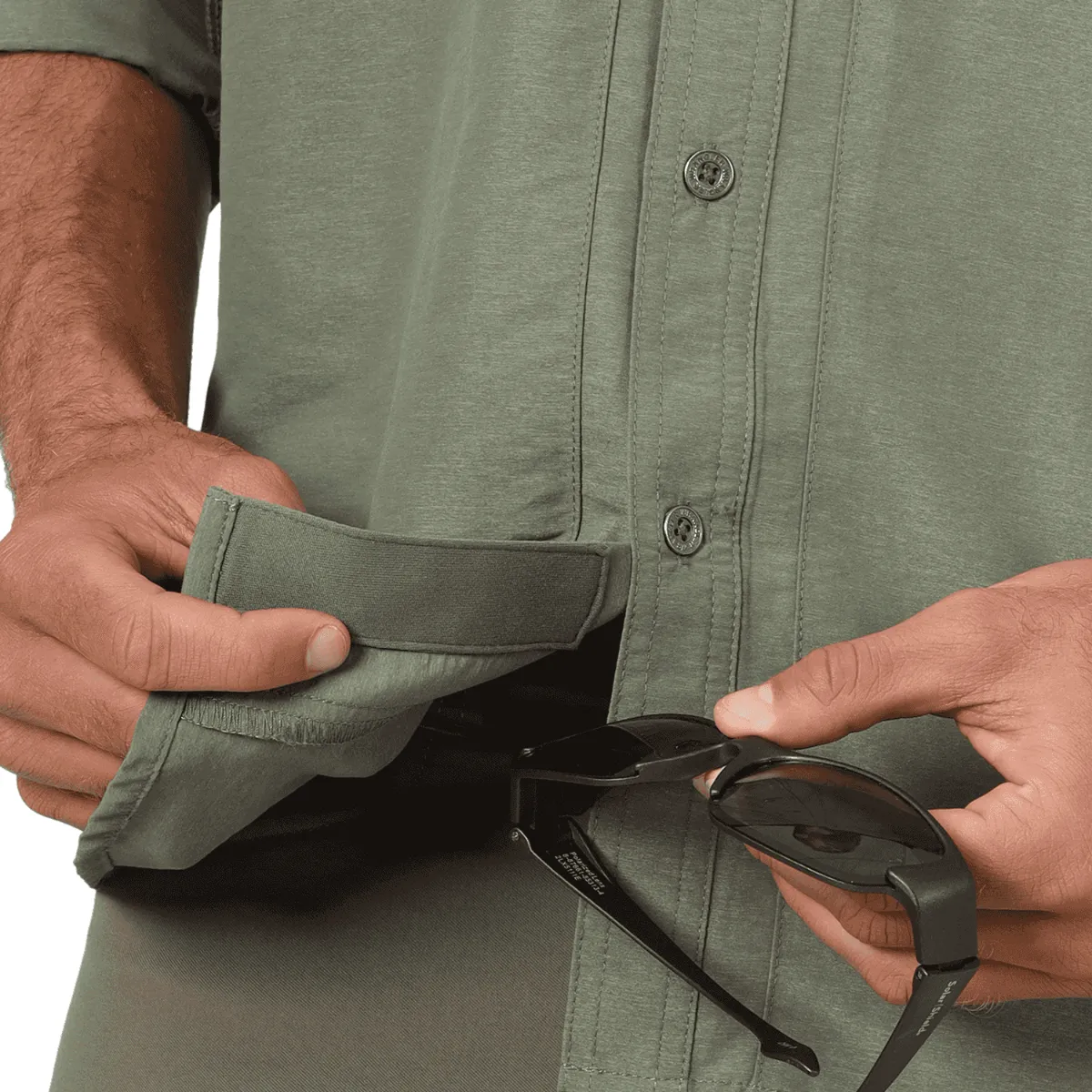 Camisa Outdoor Hombre ATG by Wrangler Mixed Materials Verde