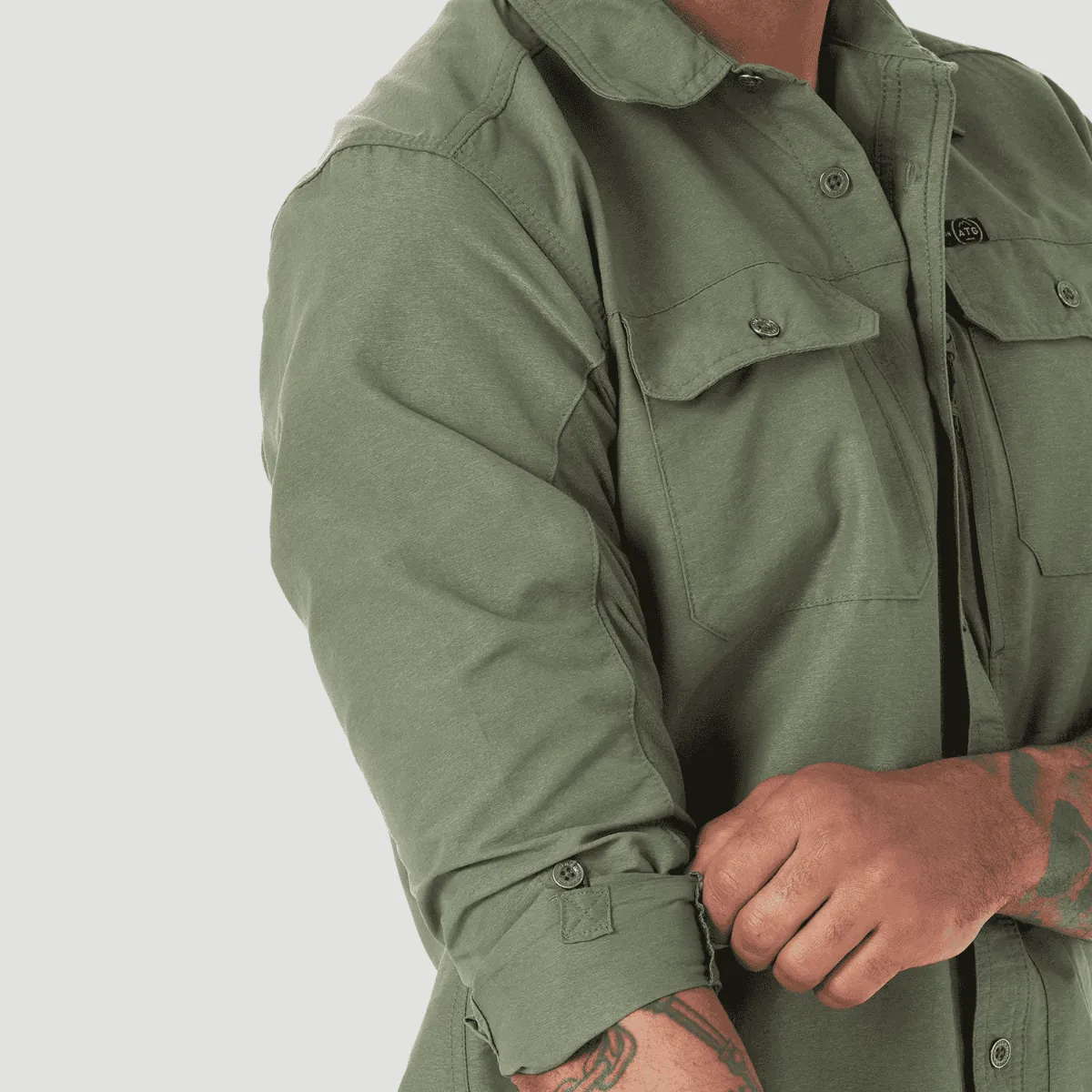 Camisa Outdoor Hombre ATG by Wrangler Mixed Materials Verde
