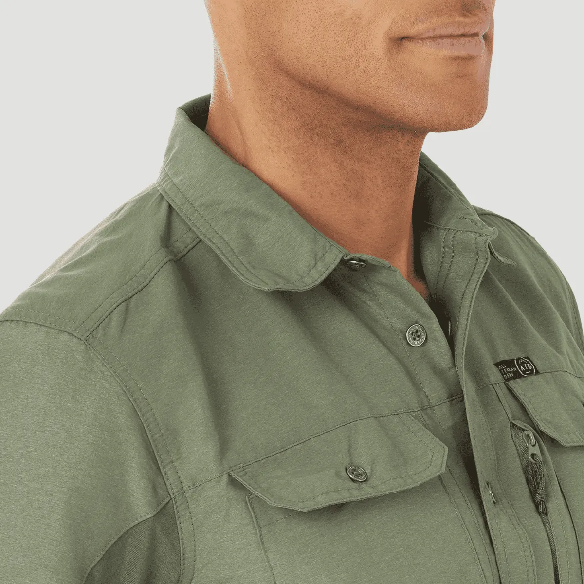 Camisa Outdoor Hombre ATG by Wrangler Mixed Materials Verde