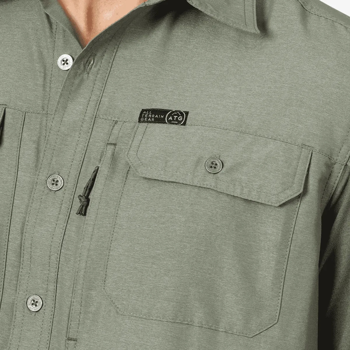 Camisa Outdoor Hombre ATG by Wrangler Mixed Materials Verde