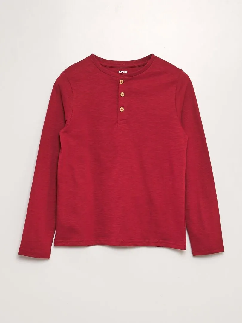 CAMISETA CON CUELLO PANADERO  ROJO