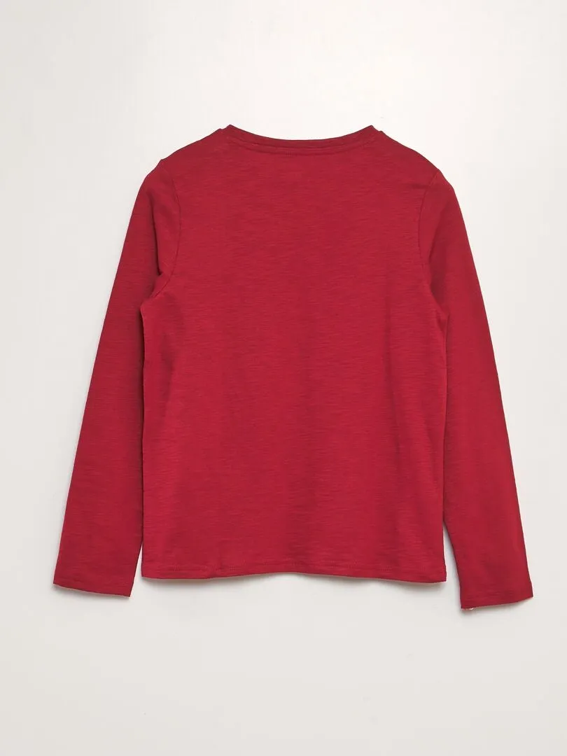 CAMISETA CON CUELLO PANADERO  ROJO