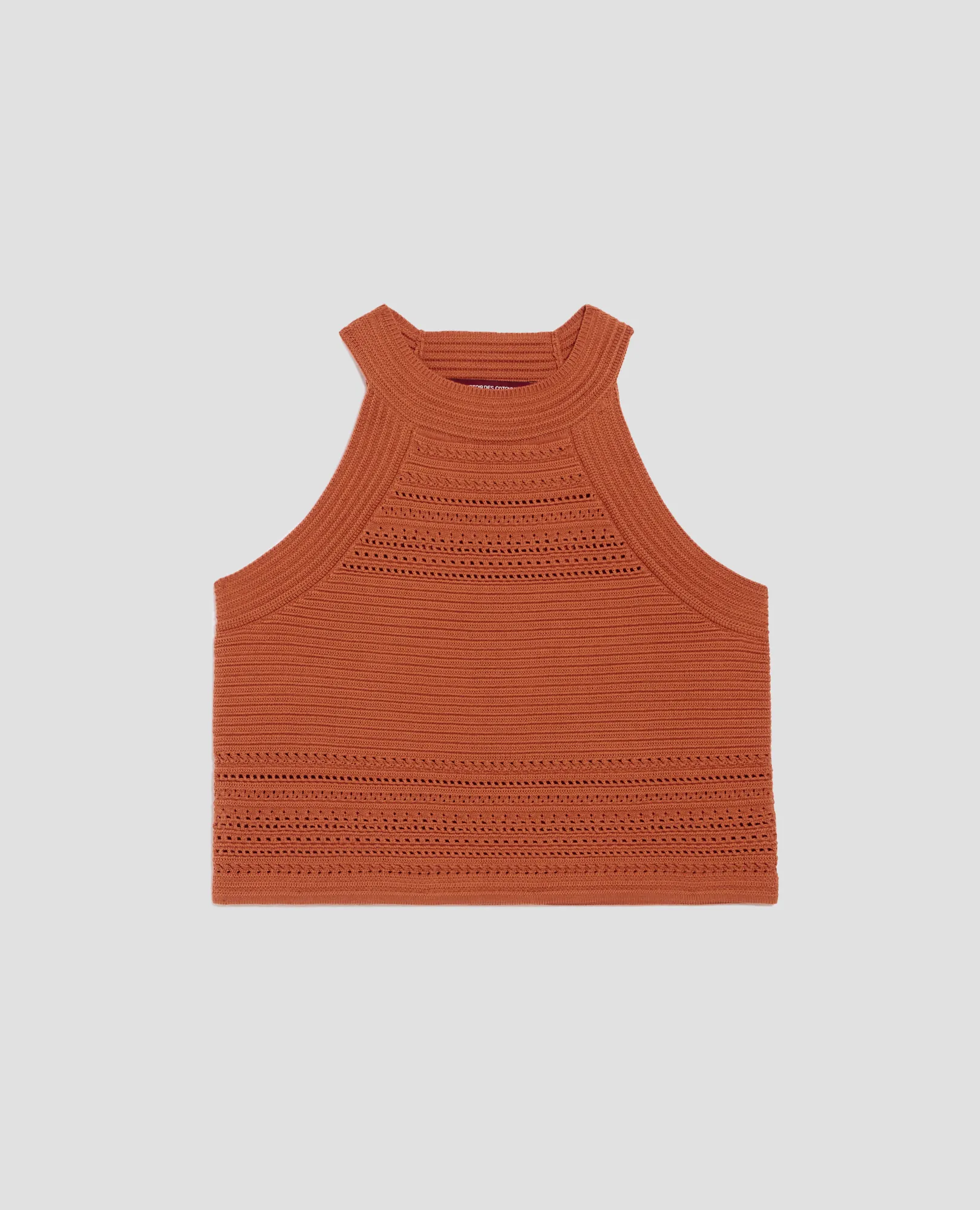 Camiseta de crochet de algodón amber brown