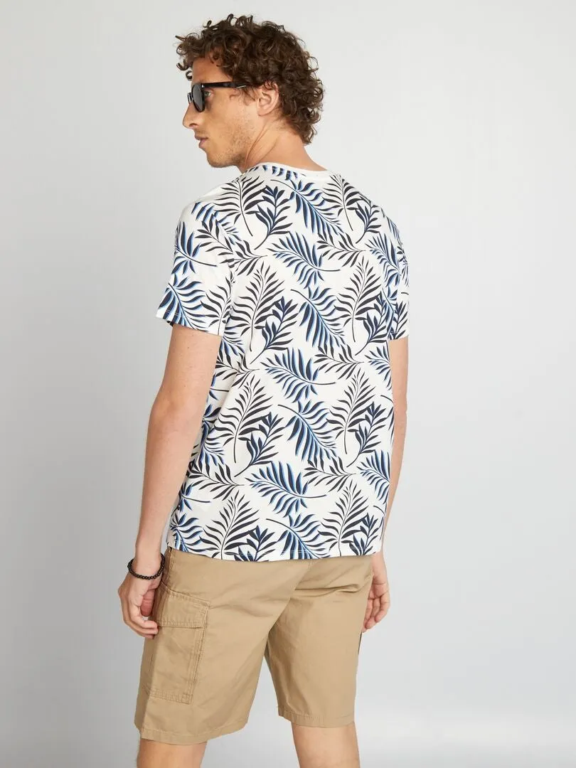CAMISETA ESTAMPADA DE MANGA CORTA  BLANCO
