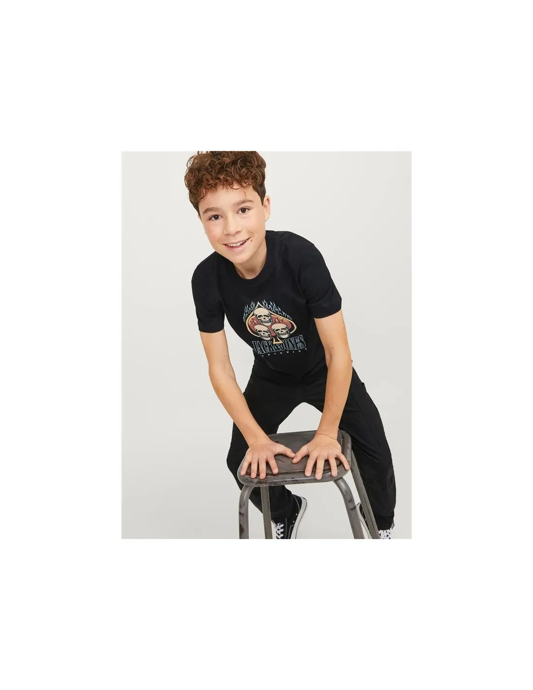 Camiseta Jack & Jones Jorheavens  Neck Infantil Negro