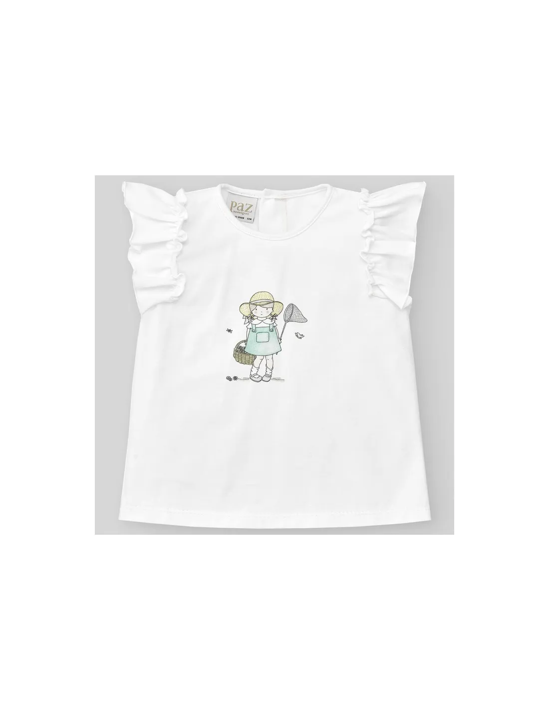 CAMISETA NIÑA CON VOLANTE EN MANGAS ALELI PAZ RODRIGUEZ