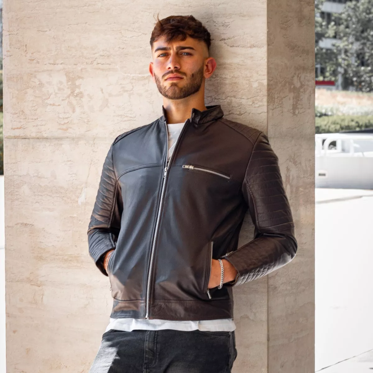 CAMPERA DE CUERO DE OVEJA 100% LEGITIMO DE HOMBRE  PAU