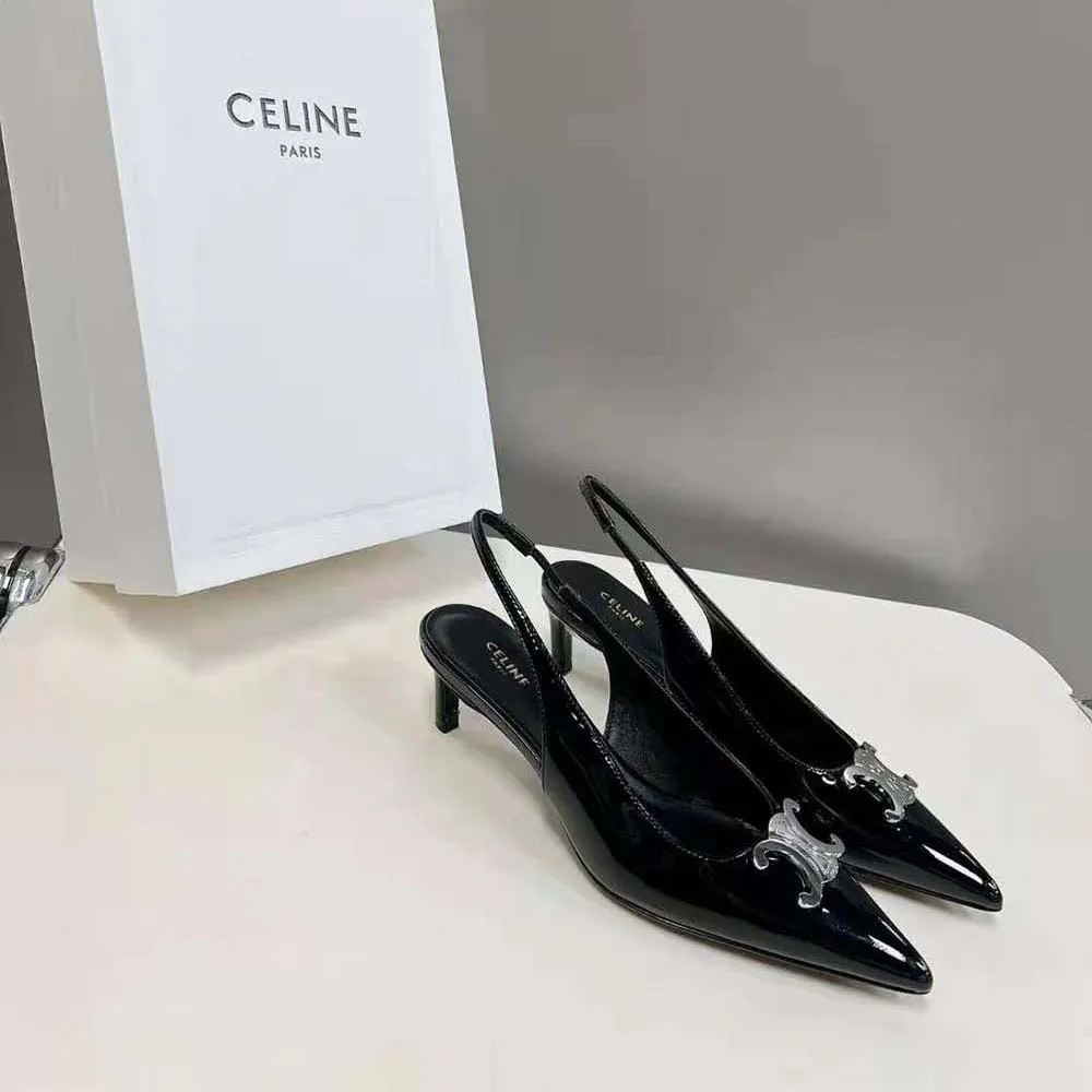 Celine Mujer Alma Triomphe Slingback en piel de becerro brillante