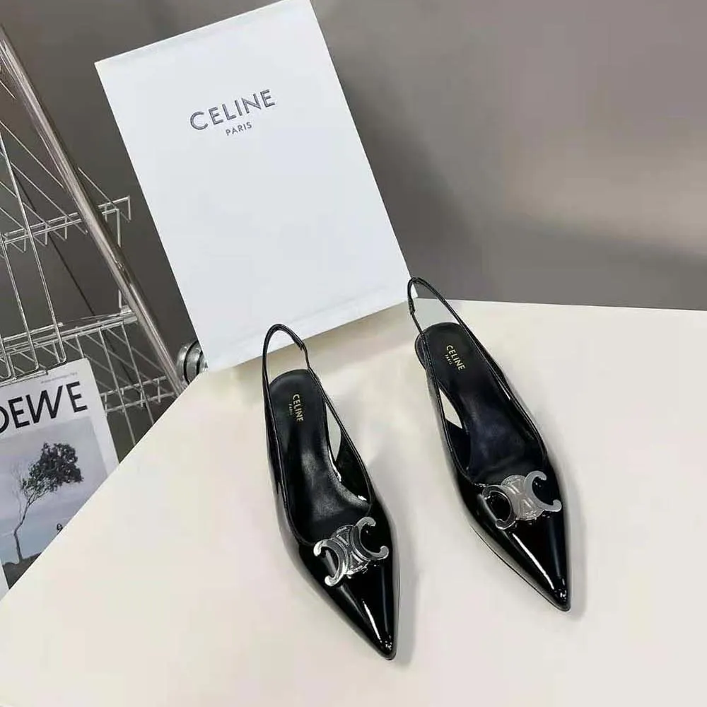 Celine Mujer Alma Triomphe Slingback en piel de becerro brillante
