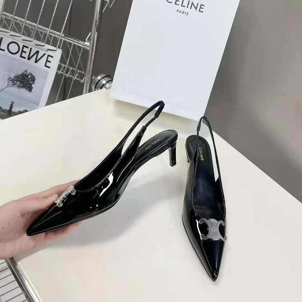 Celine Mujer Alma Triomphe Slingback en piel de becerro brillante