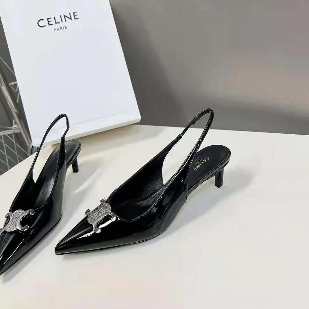 Celine Mujer Alma Triomphe Slingback en piel de becerro brillante