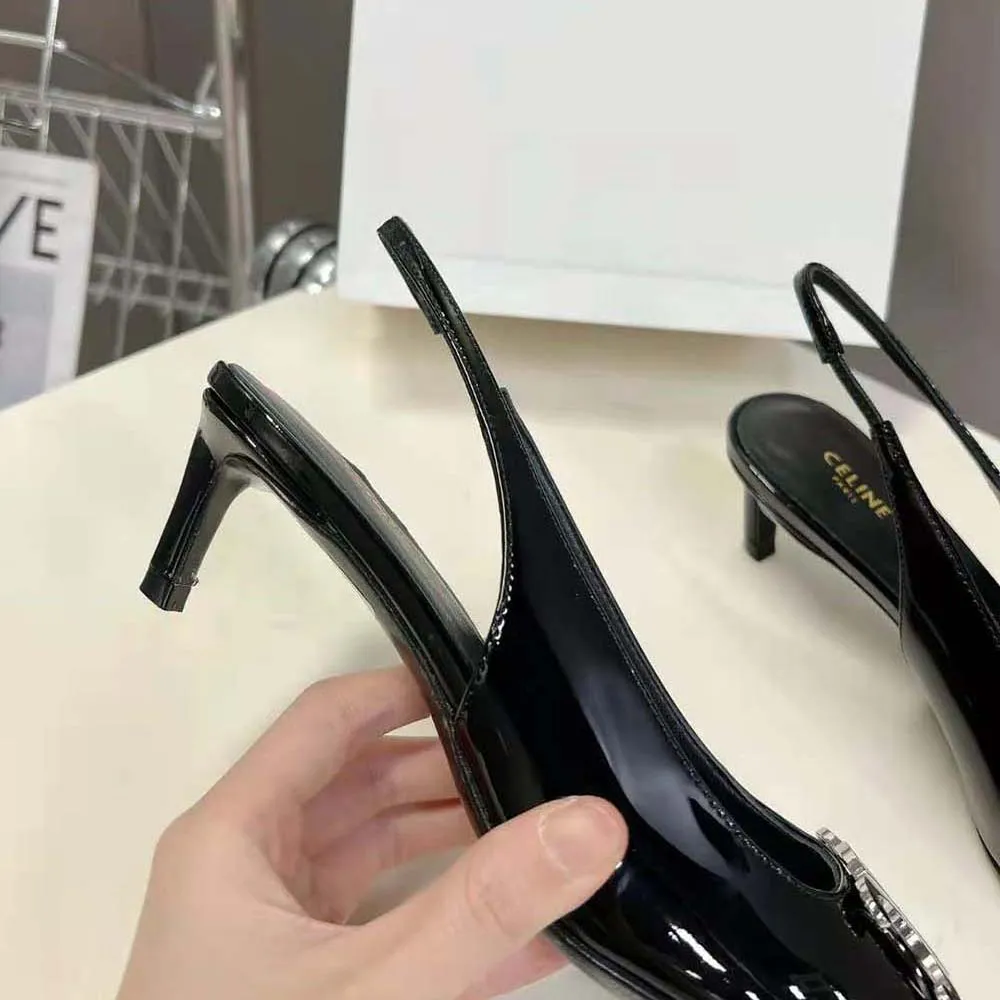 Celine Mujer Alma Triomphe Slingback en piel de becerro brillante