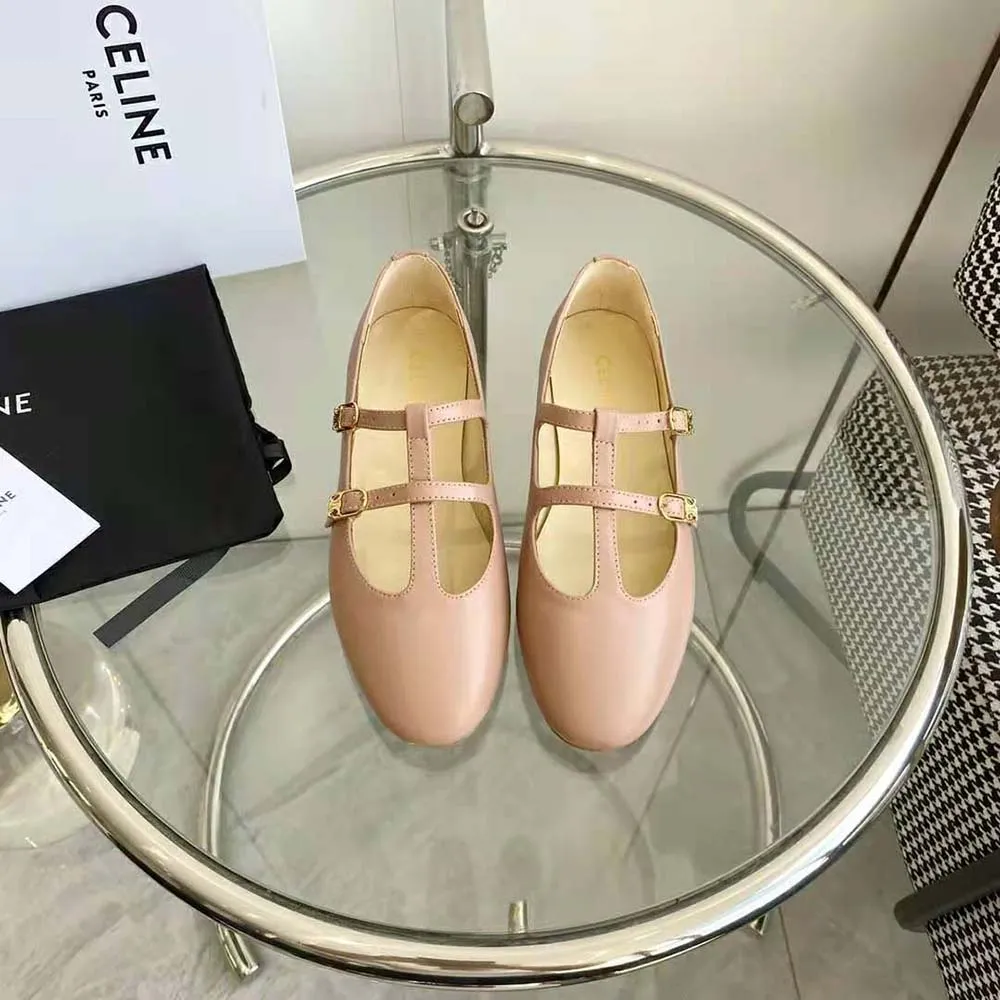 Celine Mujer Les Ballerines Mercedita Celine con doble tira en piel de cordero