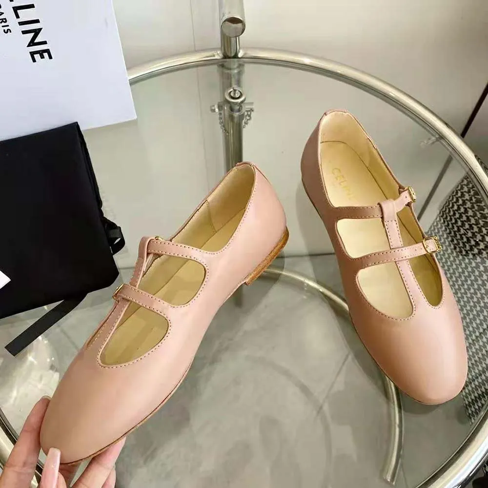 Celine Mujer Les Ballerines Mercedita Celine con doble tira en piel de cordero