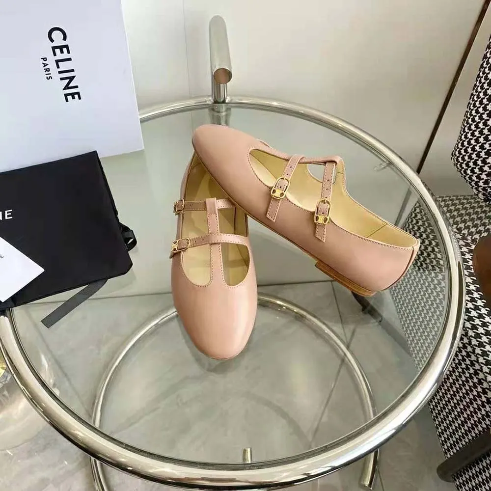 Celine Mujer Les Ballerines Mercedita Celine con doble tira en piel de cordero