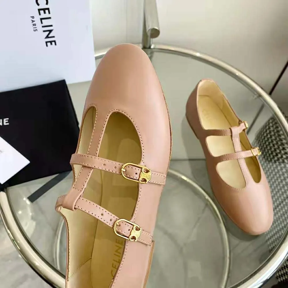 Celine Mujer Les Ballerines Mercedita Celine con doble tira en piel de cordero
