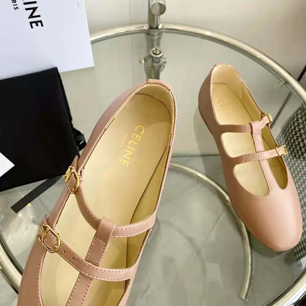 Celine Mujer Les Ballerines Mercedita Celine con doble tira en piel de cordero