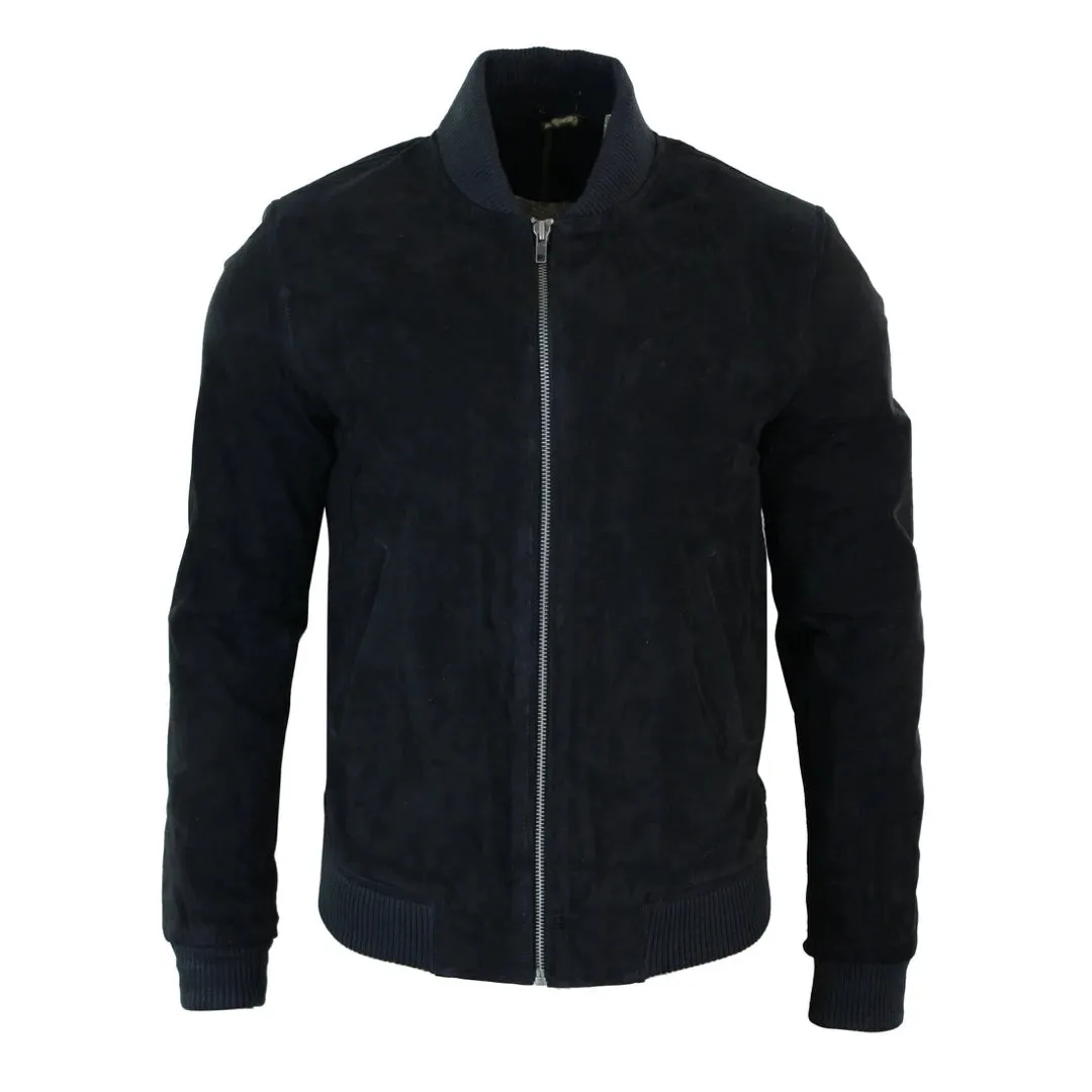 Chaqueta Bomber para caballero Infinity Varsity cuero de ante auténtico estilo Clásico Retro Vintage