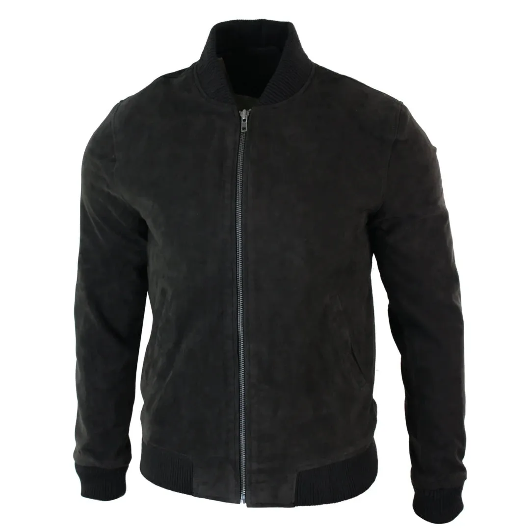 Chaqueta Bomber para caballero Infinity Varsity cuero de ante auténtico estilo Clásico Retro Vintage