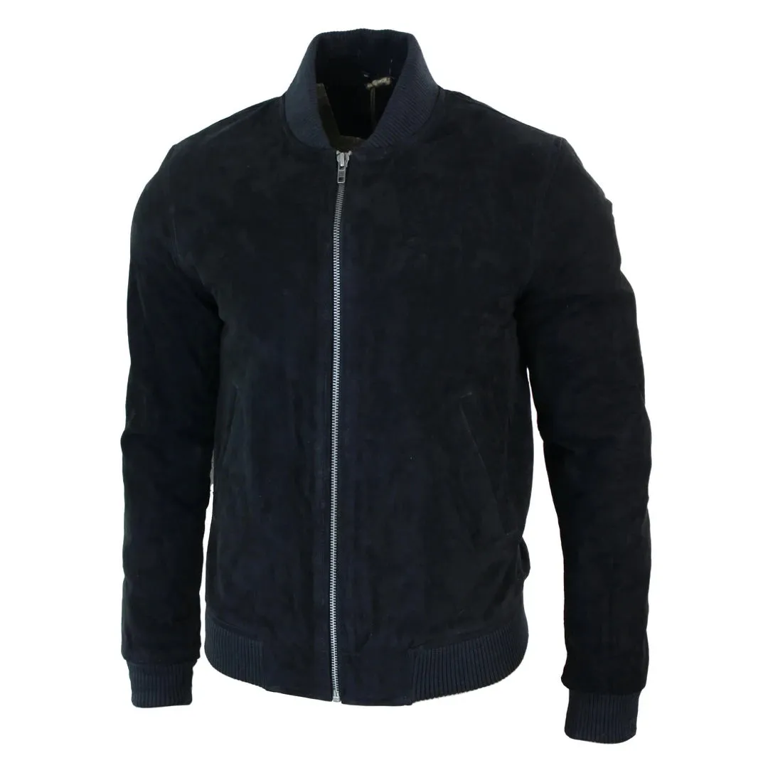 Chaqueta Bomber para caballero Infinity Varsity cuero de ante auténtico estilo Clásico Retro Vintage