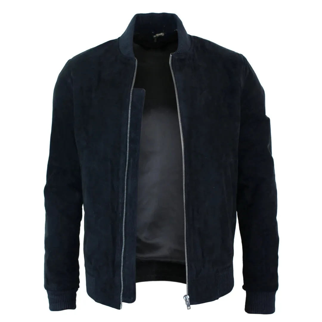 Chaqueta Bomber para caballero Infinity Varsity cuero de ante auténtico estilo Clásico Retro Vintage
