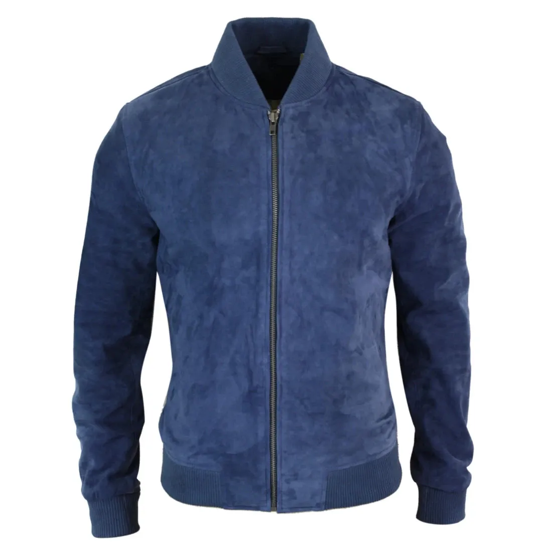 Chaqueta Bomber para caballero Infinity Varsity cuero de ante auténtico estilo Clásico Retro Vintage
