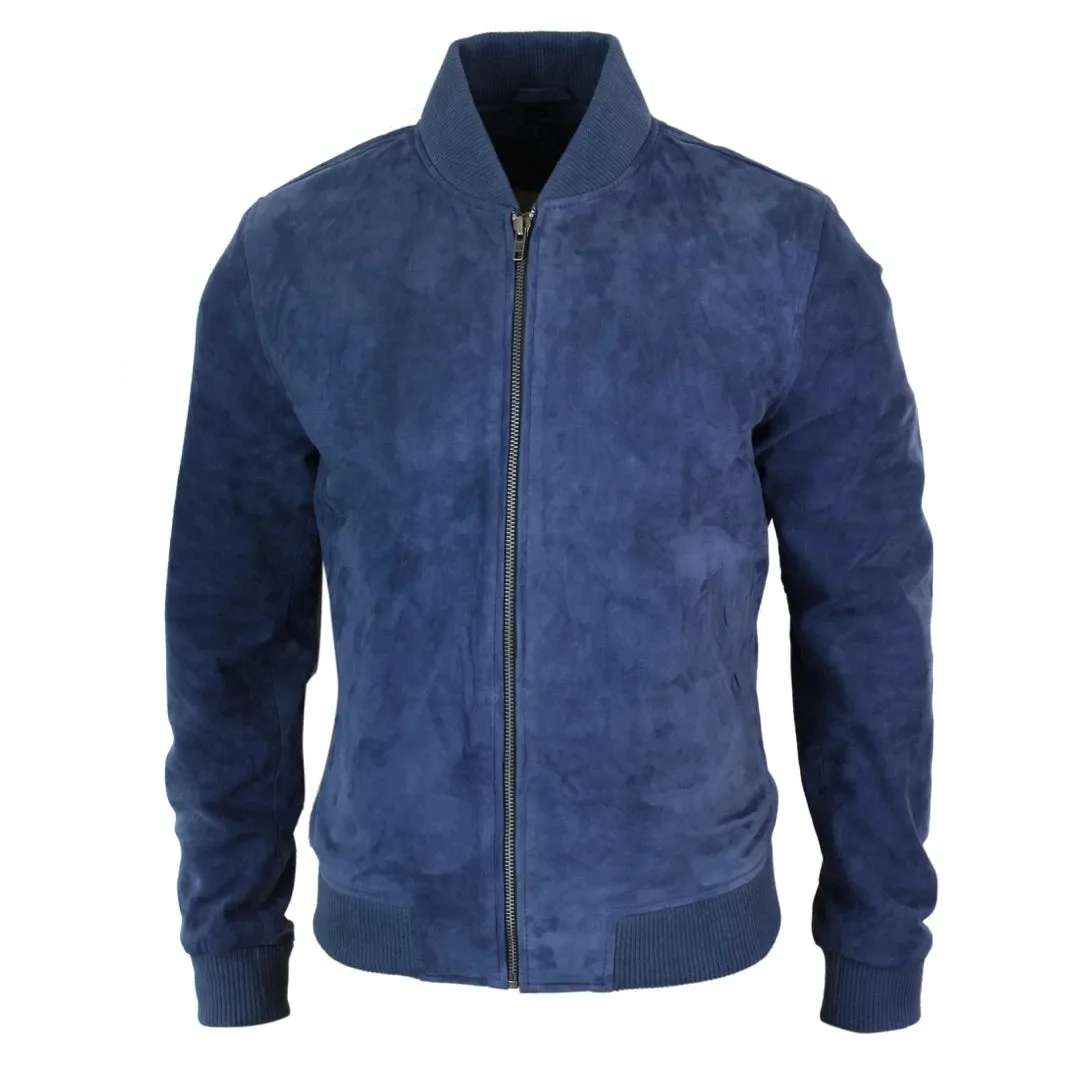 Chaqueta Bomber para caballero Infinity Varsity cuero de ante auténtico estilo Clásico Retro Vintage