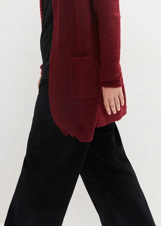 Chaqueta larga de punto bouclé Negro jaspeado