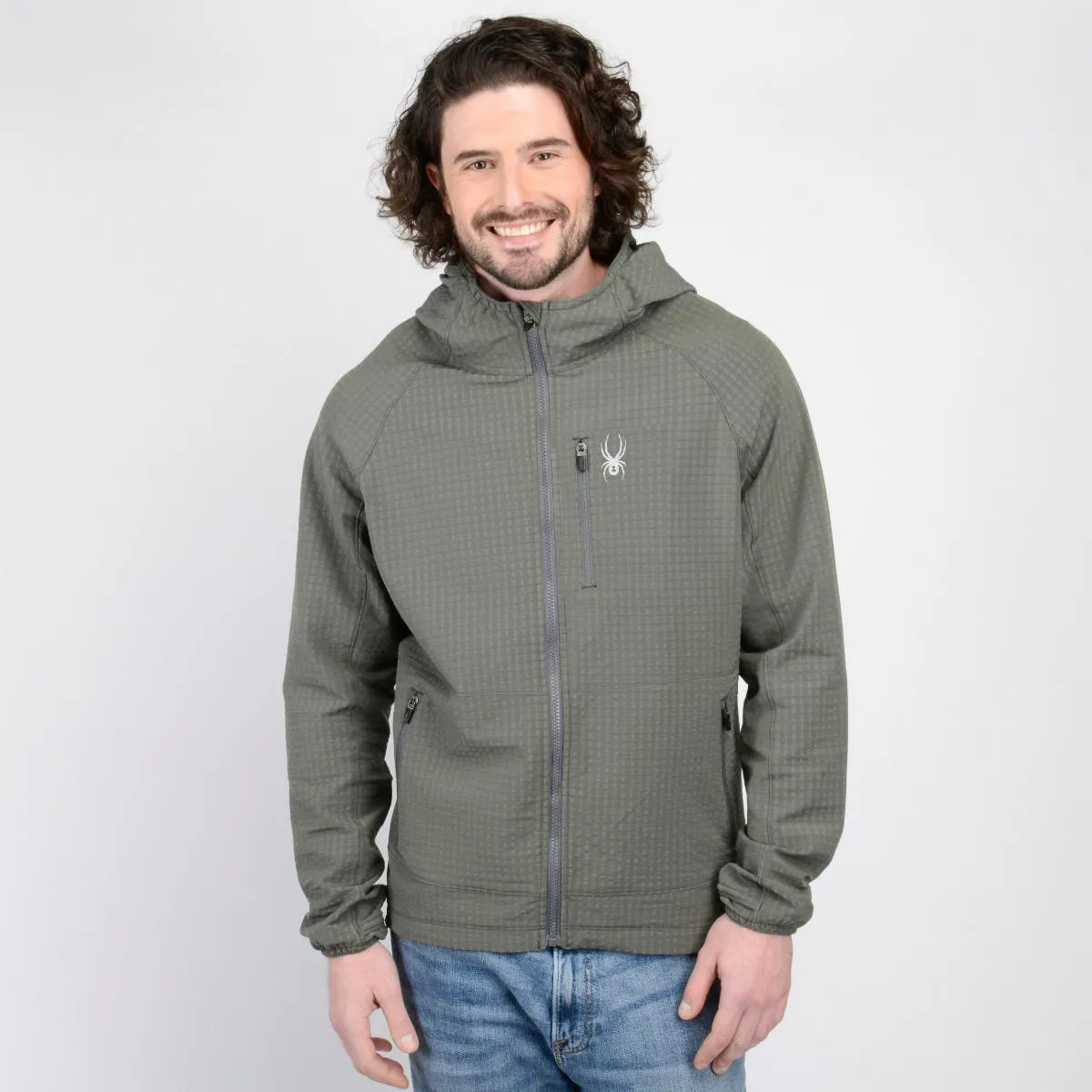Chaqueta Outdoor Hombre Spyder Liviana Hoodie Gris