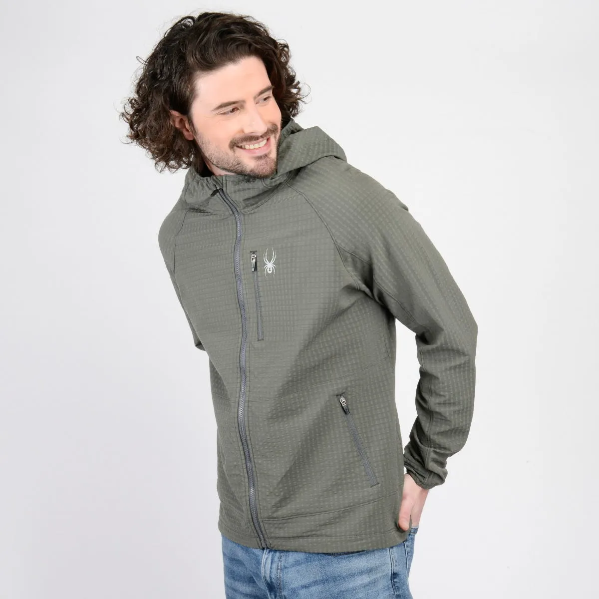 Chaqueta Outdoor Hombre Spyder Liviana Hoodie Gris