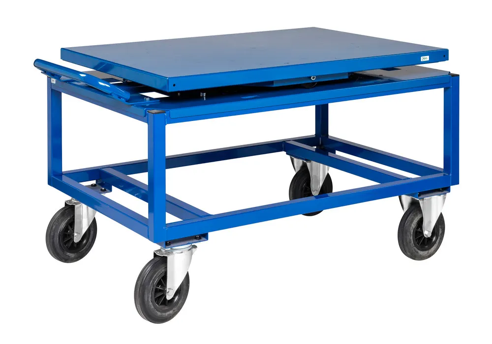 Chasis Kongamek para palés, con plato giratorio basculante, azul, 1338 x 810 x 152 mm