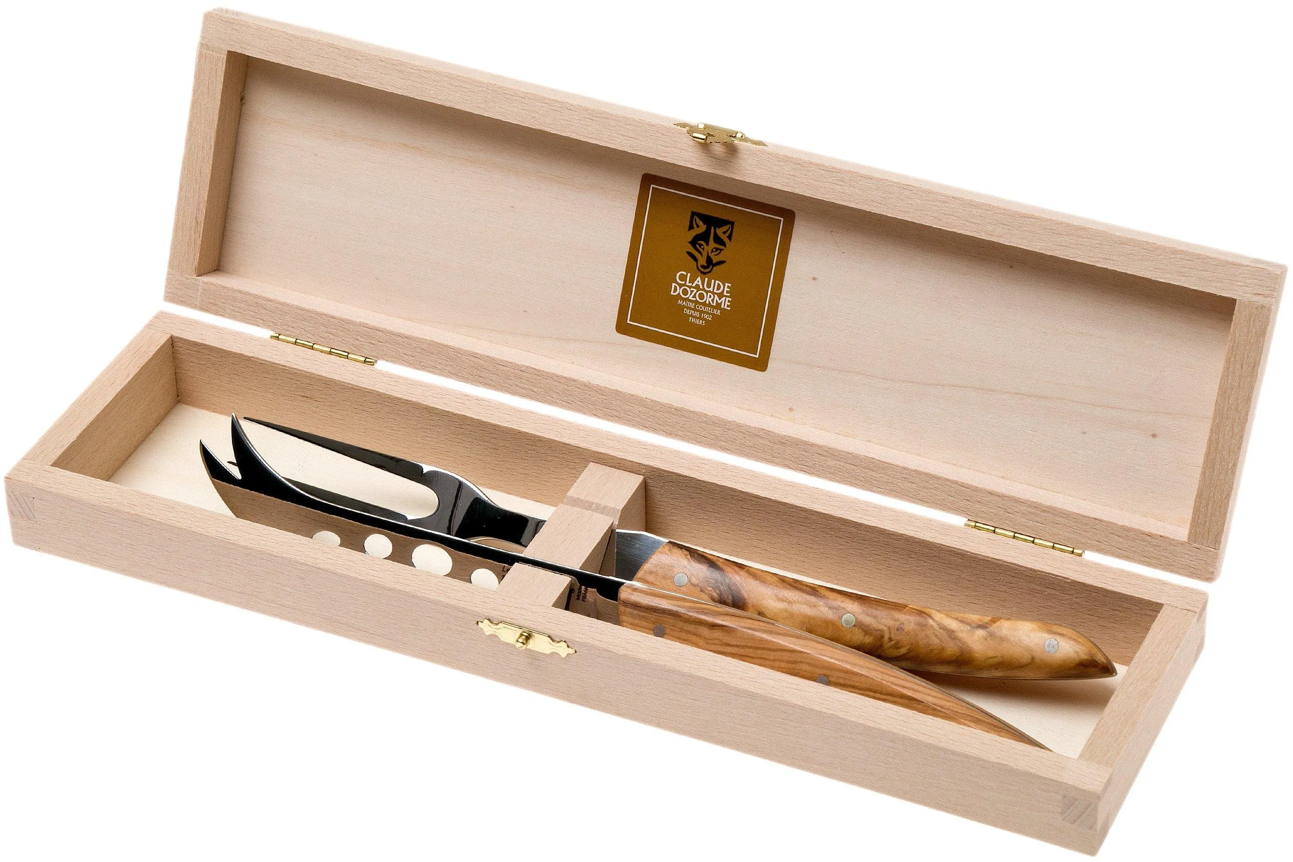 Claude Dozorme set de cuchillos para quesos curados, madera de olivo