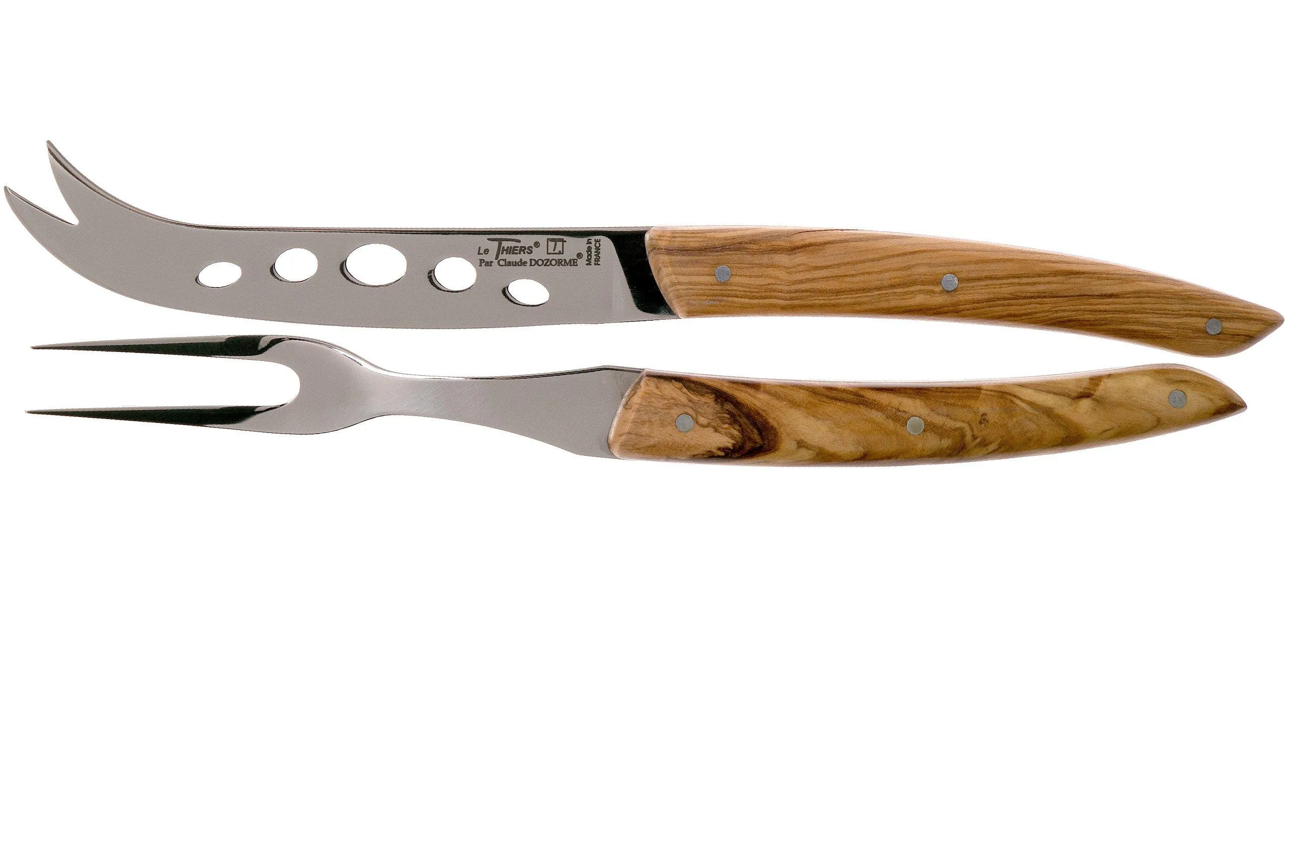 Claude Dozorme set de cuchillos para quesos curados, madera de olivo