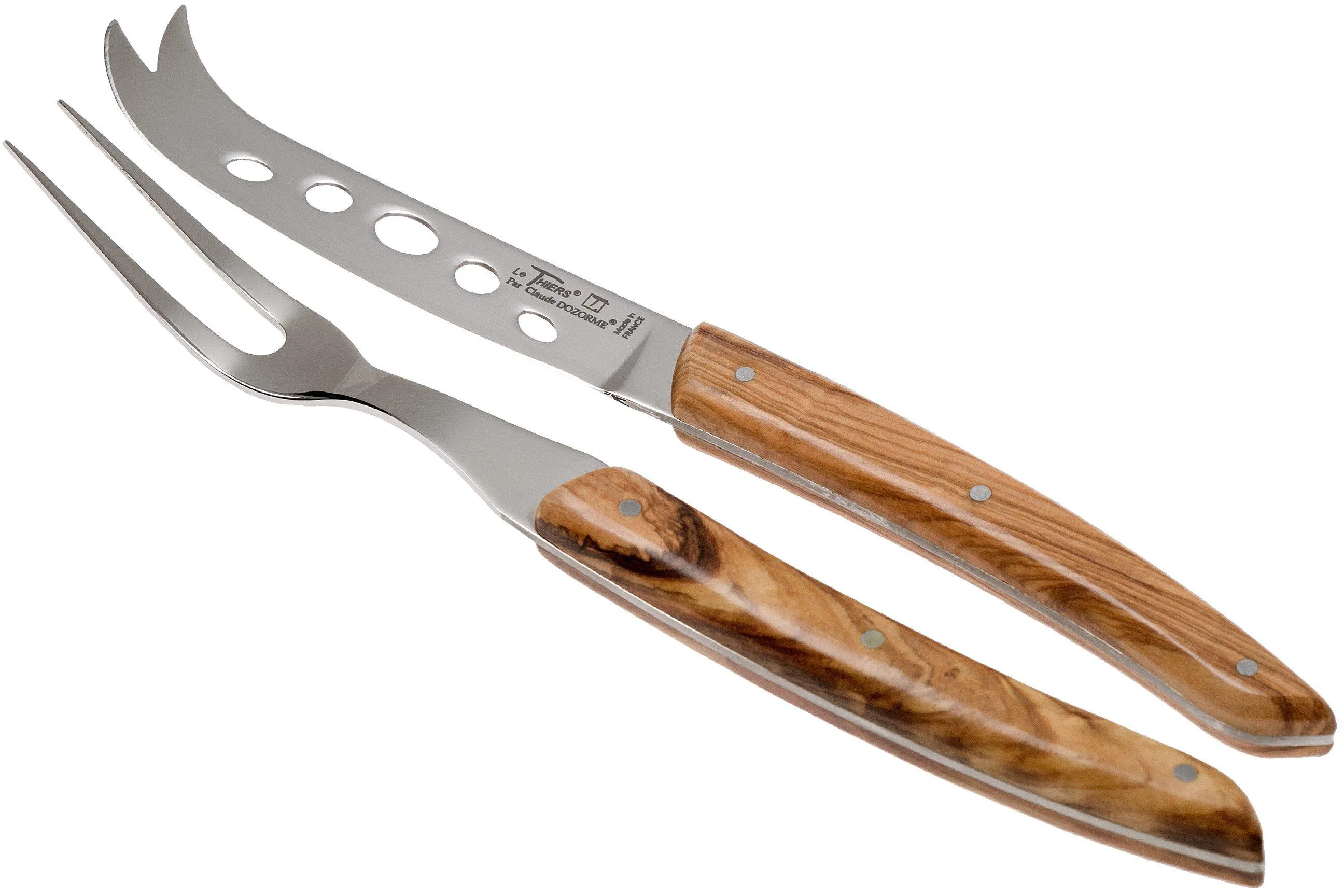 Claude Dozorme set de cuchillos para quesos curados, madera de olivo