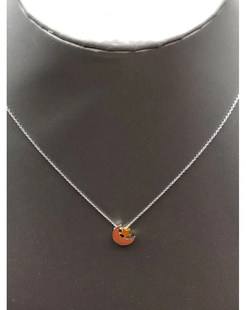 COLLARES DE BISUTERIA FINA BICOLOR CON LUNA Y ESTRELLITA