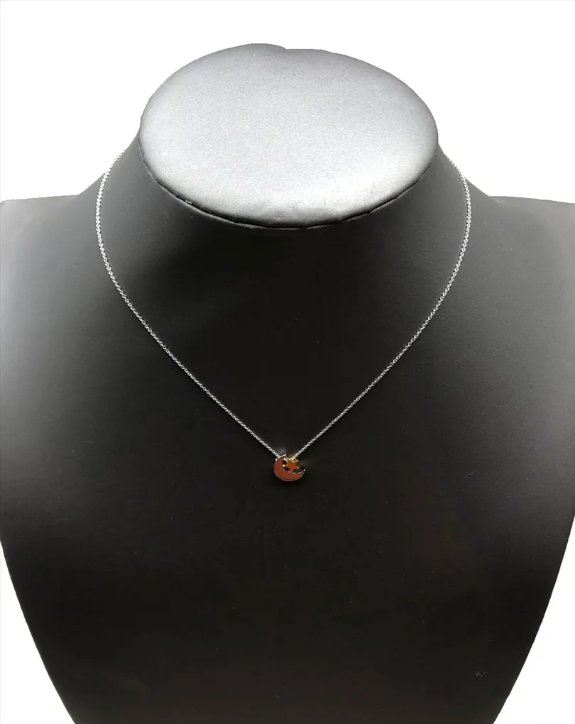 COLLARES DE BISUTERIA FINA BICOLOR CON LUNA Y ESTRELLITA