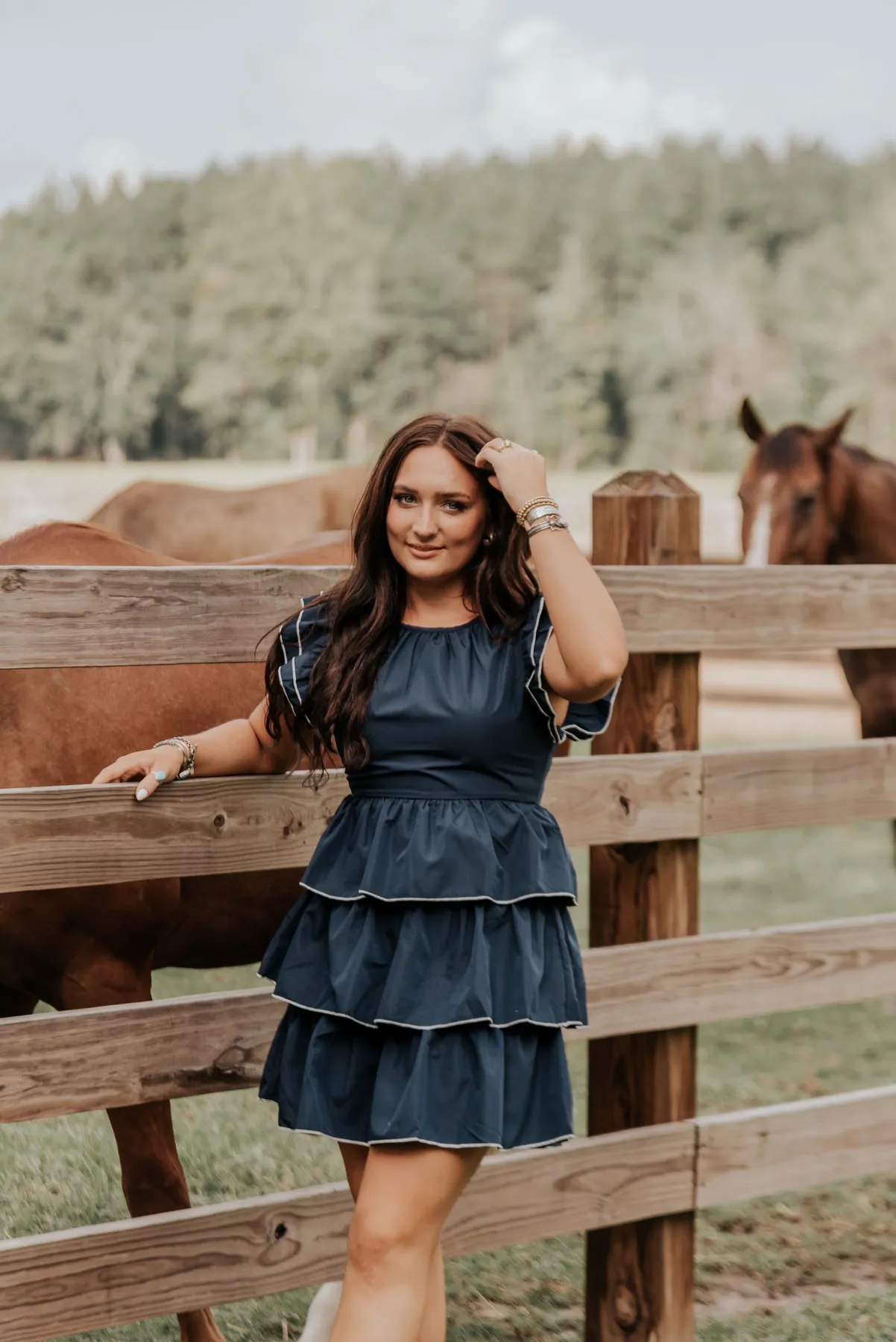 COMPOSED CHARM NAVY DRESS