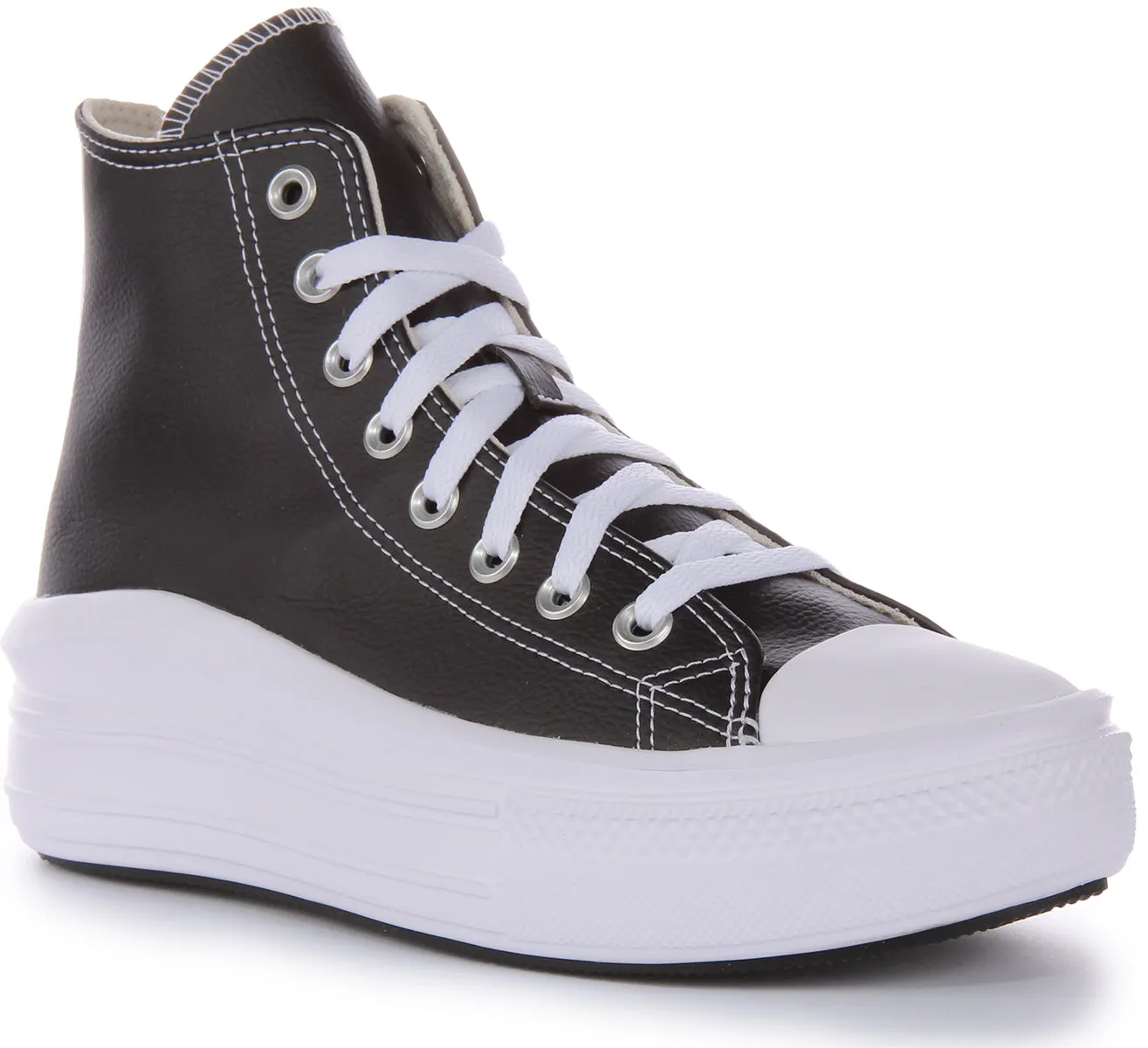 Converse CT AS Move Platform Zapatillas Altas de Cuero para Mujeres en Negro y Blanco