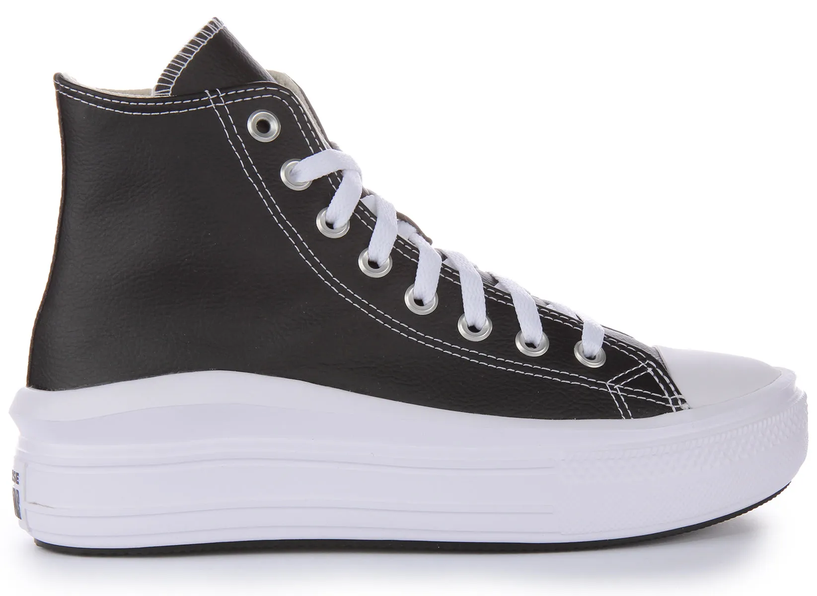 Converse CT AS Move Platform Zapatillas Altas de Cuero para Mujeres en Negro y Blanco